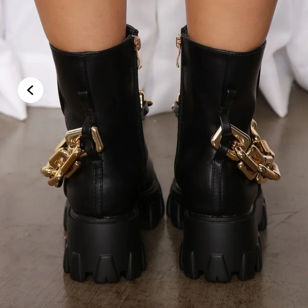 Fashion Nova Nights Like This Chain Booties Black Size 11